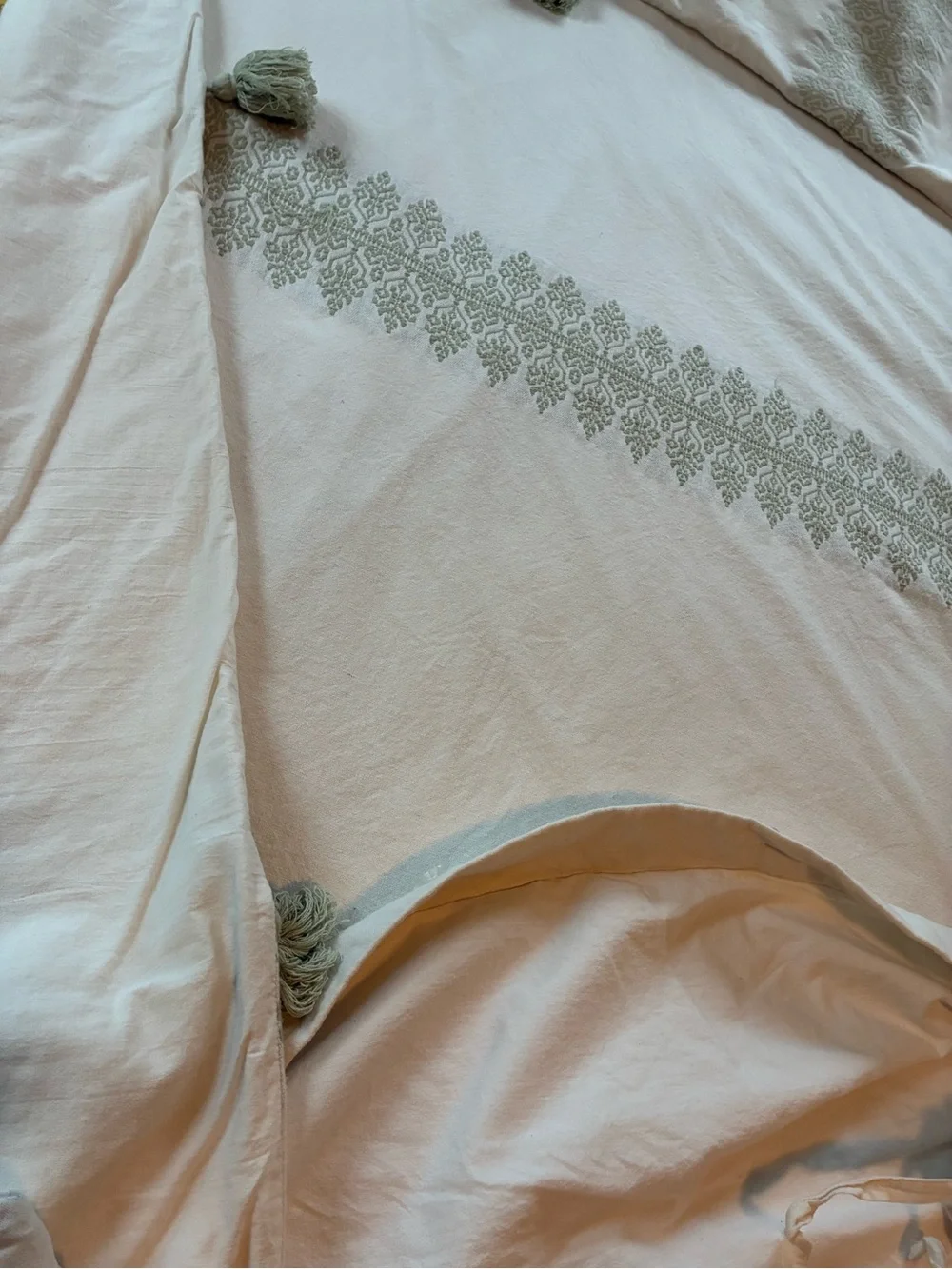 Pottery Barn Indira Jacquard Duvet Cover Twin 1 Standard Sham Sage